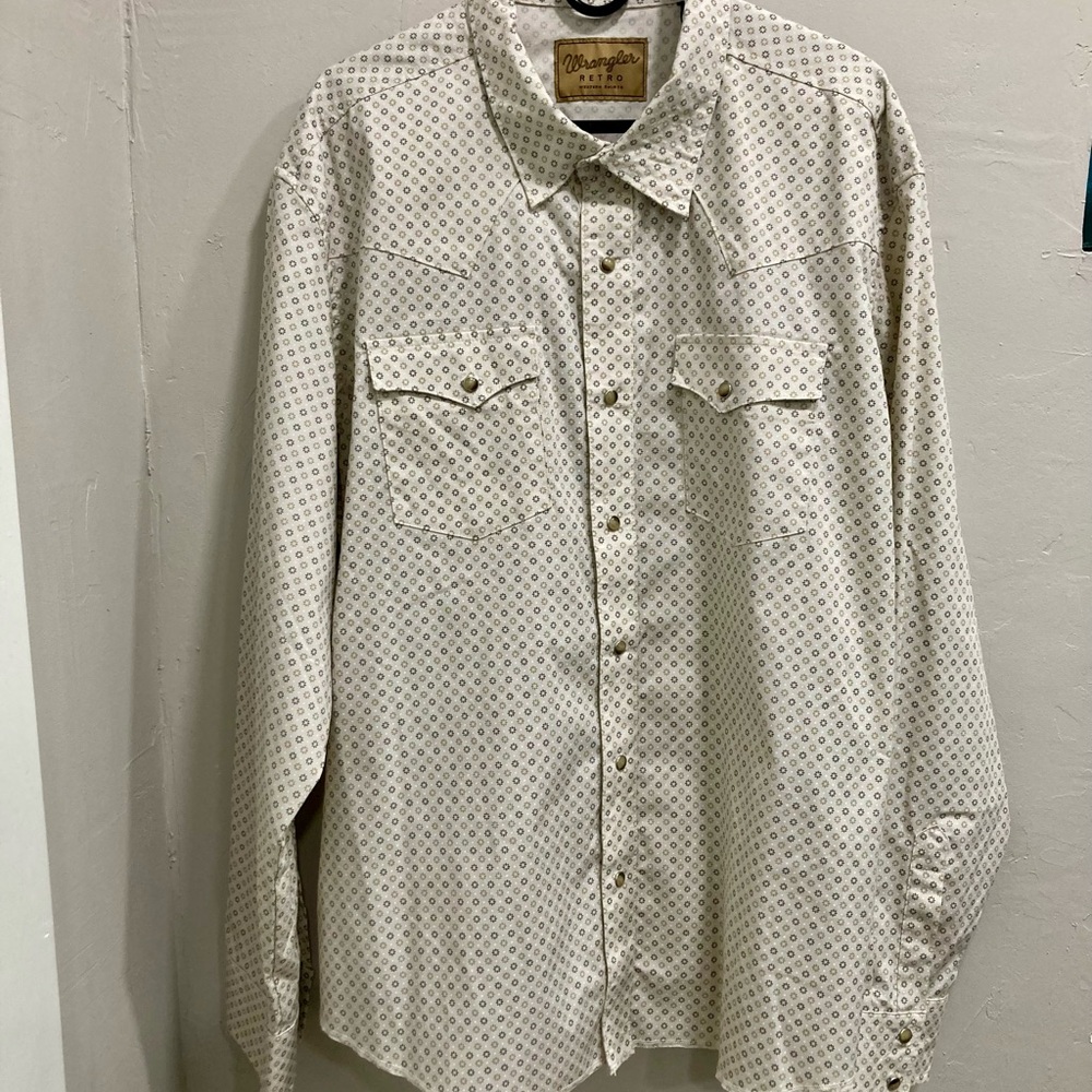Men’s Wrangler Retro  Cream Patterned  western shirt